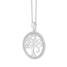 1/8 CTW Diamond Fashion Tree 18-inch Pendant in Sterling Silver