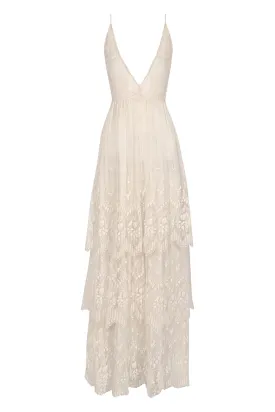 1940s Ivory Tiered Lace Sundress