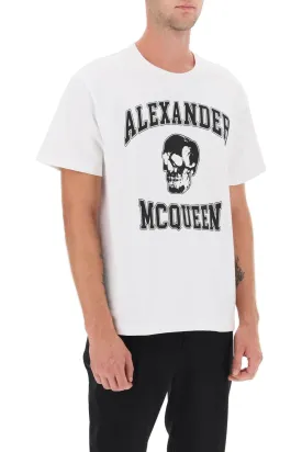 Alexander Mcqueen T-Shirt With Varsity Logo And Skull Print (Size - L)