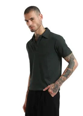 Basket Weave Olive Polo T-shirt