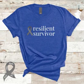 Brain Cancer "resilient survivor" T-Shirt (Several Colors Available)