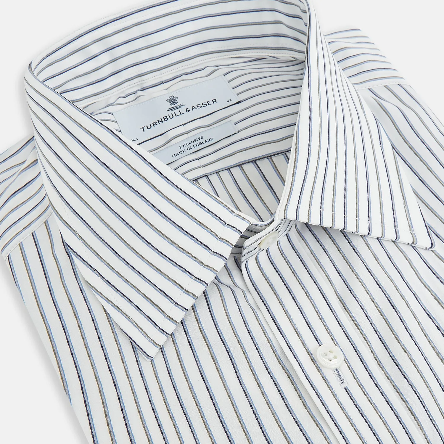 Brown and Blue Shadow Stripe Mayfair Shirt