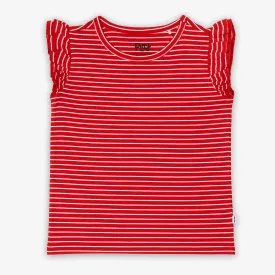 Candy Red Stripes Flutter Tee