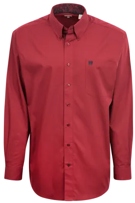 Cinch Button-Front Shirt - Solid Red