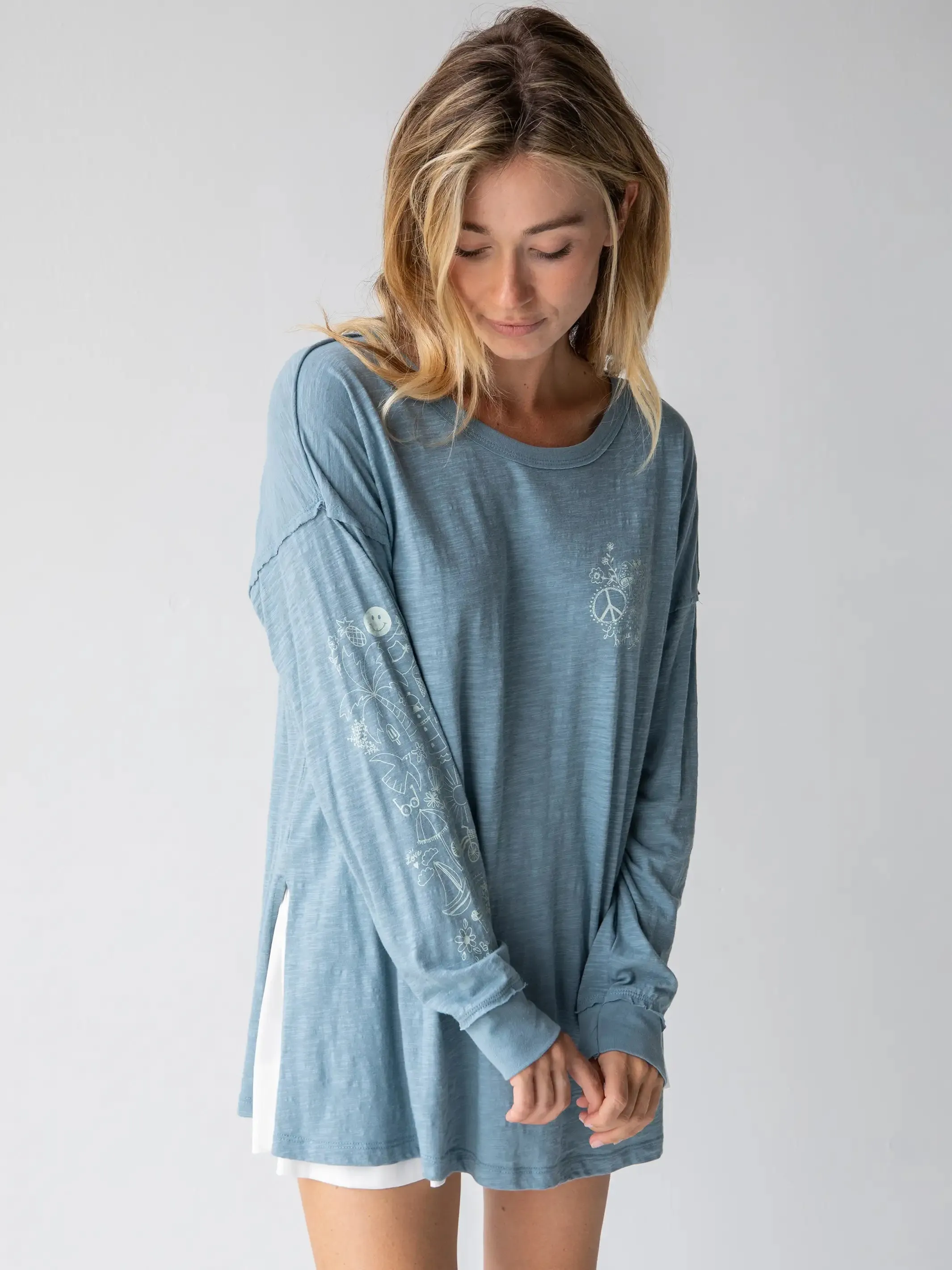 Cotton Doodle Tee - Light Blue