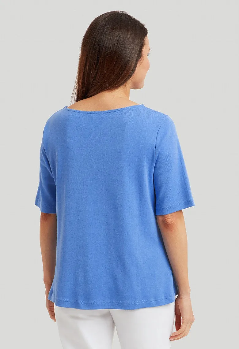 Cotton Rib Bianca Top - Blue