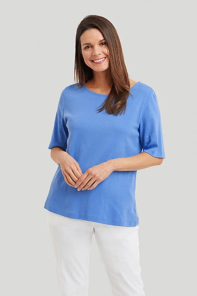 Cotton Rib Bianca Top - Blue