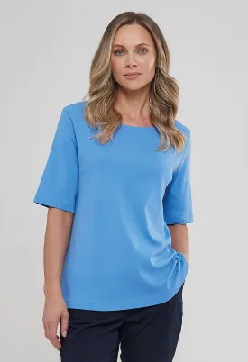 Cotton Rib Bianca Top - Blue