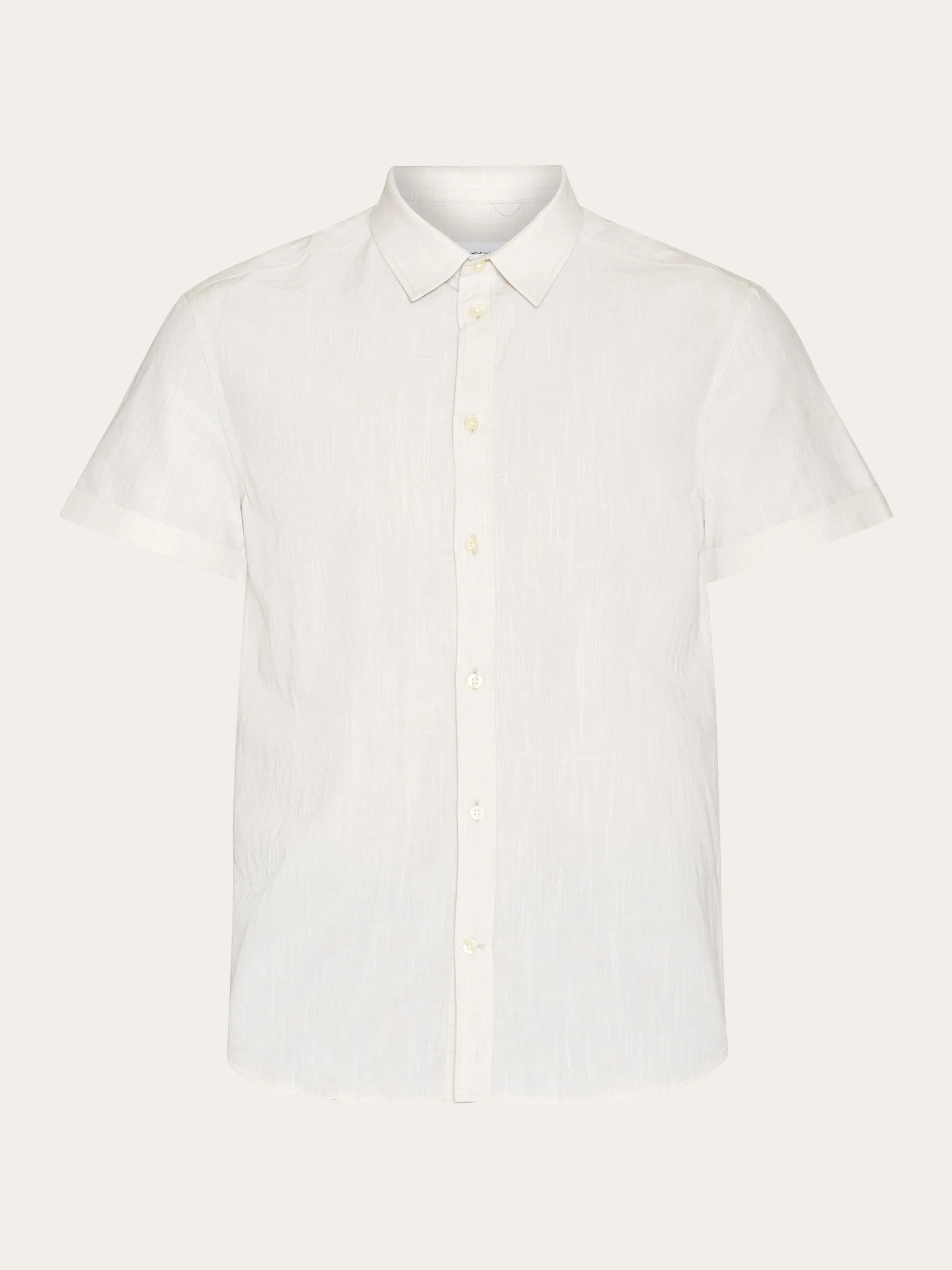 Custom fit linen short sleeve shirt - Light feather gray