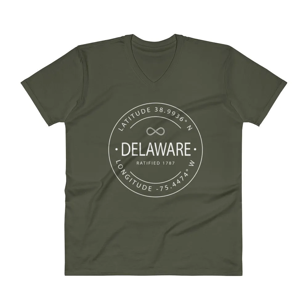 Delaware - V-Neck T-Shirt - Latitude & Longitude