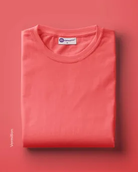 Half Sleeves Crew Neck: Vermillion