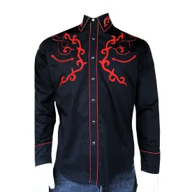 Mens Vintage Western Shirt with Embroidered Sugar Skulls