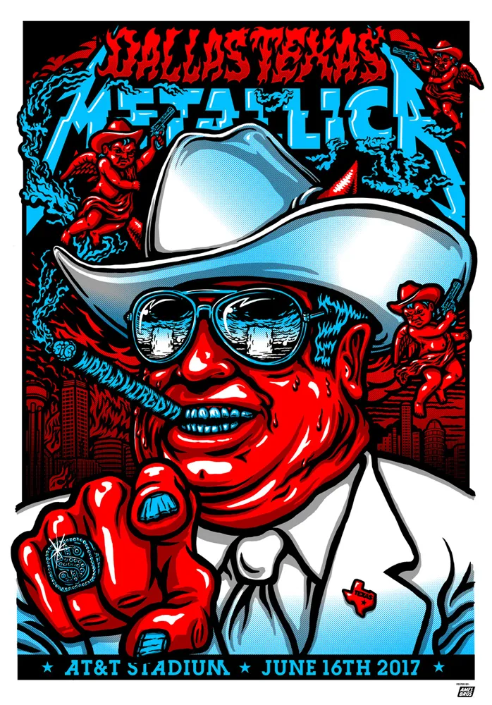 Metallica 2017 AT&T Stadium Dallas, TX Poster - Tour Edition of 70