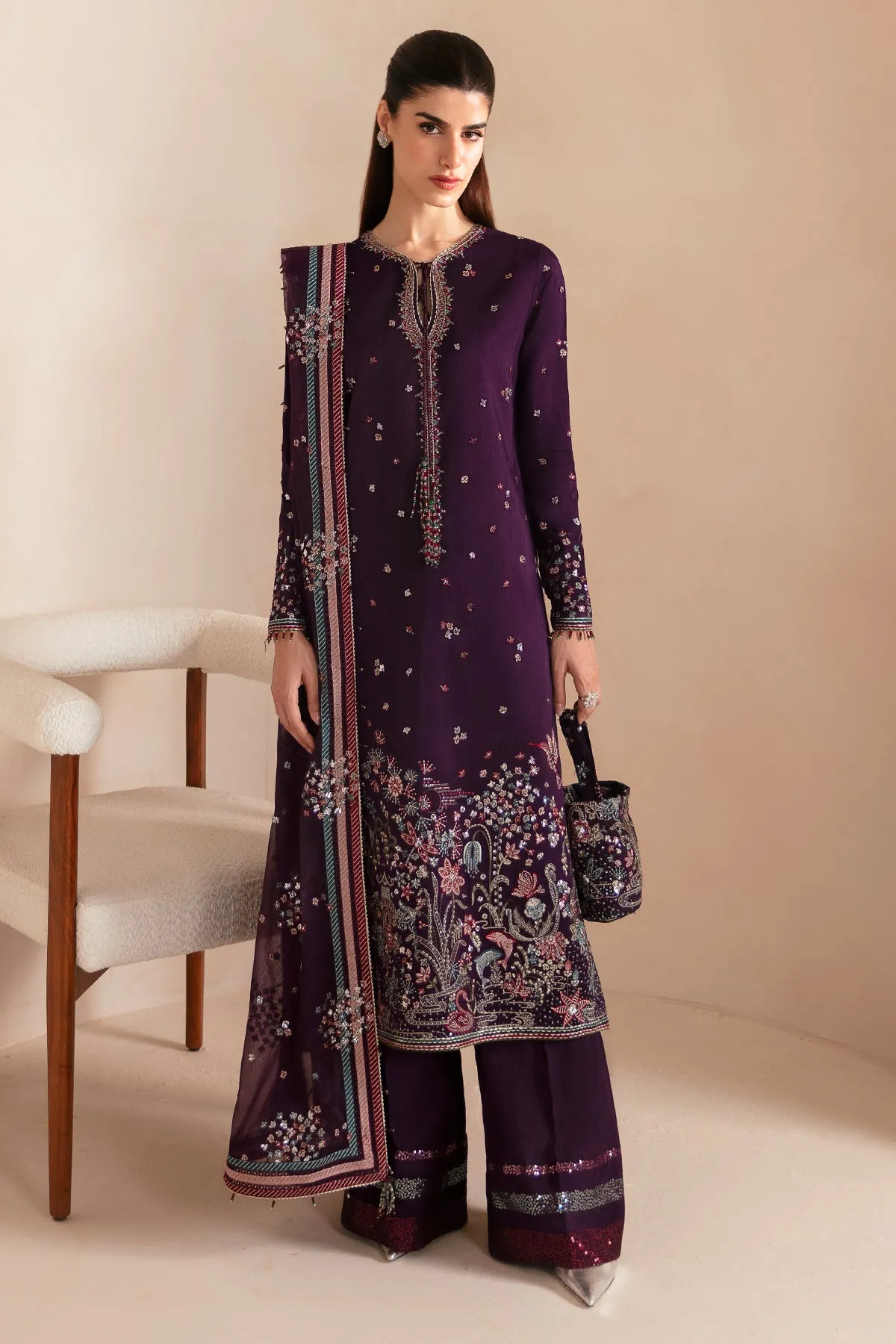 Premium Embroidered Raw Silk UR-7046