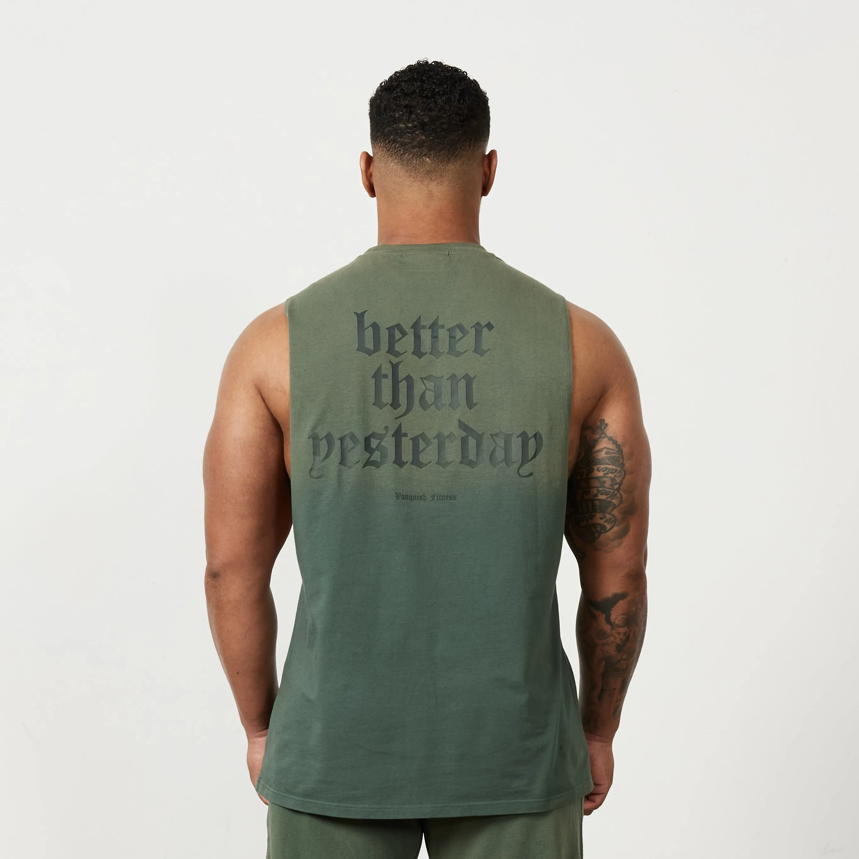 Vanquish Sun-faded Green Oversized Sleeveless T Shirt